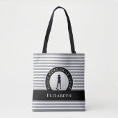 Golfer Schattige Monogrammed Golf Modern Zwart Sti Tote Bag (Voorkant)