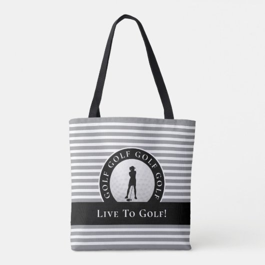 Golfer Schattige Monogrammed Golf Modern Zwart Sti Tote Bag (Achterkant)