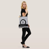 Golfer Schattige Monogrammed Golf Modern Zwart Sti Tote Bag (Op model)