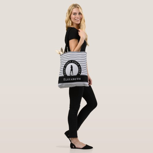 Golfer Schattige Monogrammed Golf Modern Zwart Sti Tote Bag (Op model)
