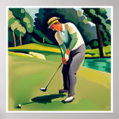 Golfer schilderij - Art Print (Voorkant)