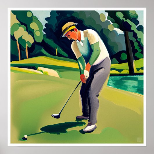 Golfer schilderij - Art Print (Voorkant)