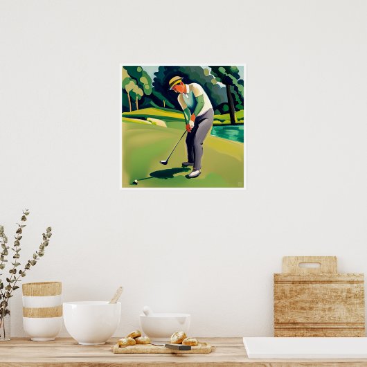 Golfer schilderij - Art Print (Keuken)