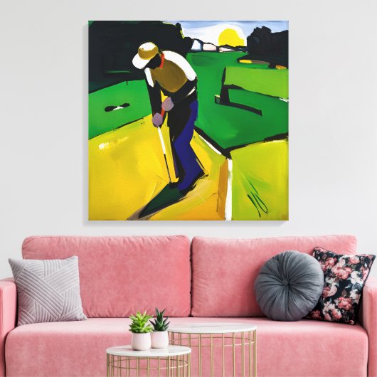 Golfer schilderij - stretched canvas kunst print (Insitu (Woonkamer))