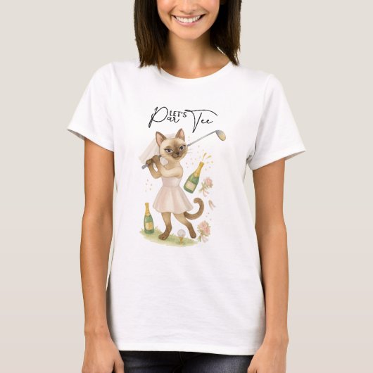Golfer Siamese kat vieren T-shirt (Voorkant)