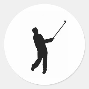Golfer silhouet ronde sticker
