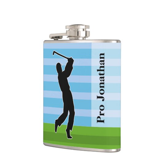 Golfer Silhouette "Add Jouw naam" Heupfles (Links)