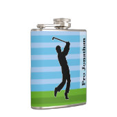 Golfer Silhouette "Add Jouw naam" Heupfles (Rechts)