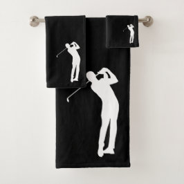 Golfer Silhouette Black Bad Handdoek