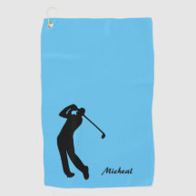 Golfer Silhouette Black Blue Monogram