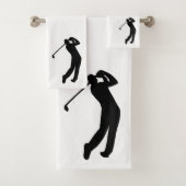 Golfer Silhouette Black White Bad Handdoek (Insitu)