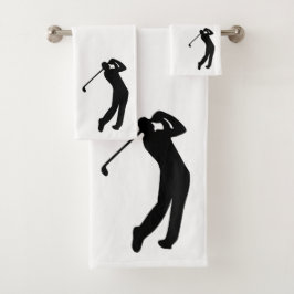Golfer Silhouette Black White Bad Handdoek