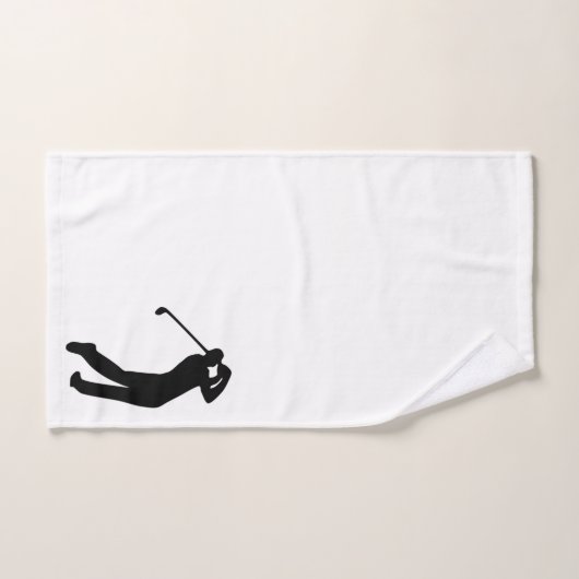 Golfer Silhouette Black White Bad Handdoek (Handdoek)