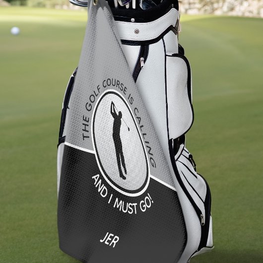 Golfer Silhouette Golf Course Quote Black Grey Golfhanddoek