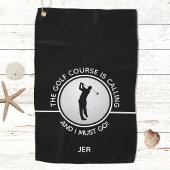 Golfer Silhouette Golf Course Quote Black White Golfhanddoek