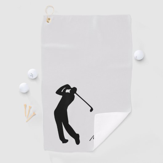 Golfer Silhouette Gray Monogram Golfhanddoek (Insitu)