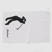 Golfer Silhouette Gray Monogram Golfhanddoek (Horizontaal)