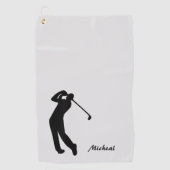 Golfer Silhouette Gray Monogram Golfhanddoek (Voorkant)