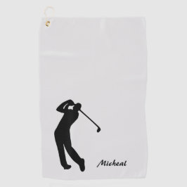 Golfer Silhouette Gray Monogram Golfhanddoek