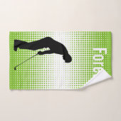 Golfer Silhouette Green Golf Hand Towel Handdoek (Handdoek)