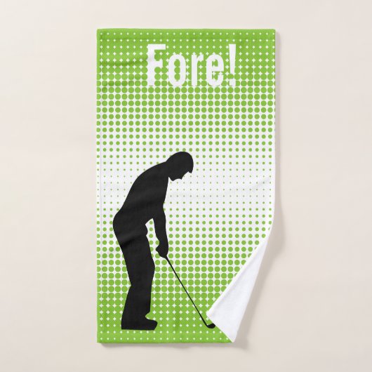 Golfer Silhouette Green Golf Hand Towel Handdoek (Handdoek)