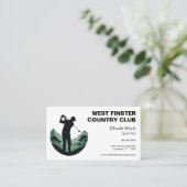 Golfer Silhouette in Half Circle Golf Pro Visitekaartje (Staand voorkant)