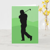 Golfer Silhouette Kaart (Gele Bloem)