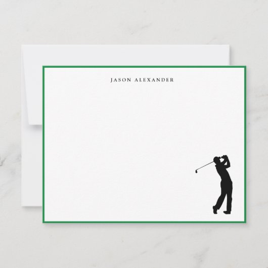Golfer Silhouette Personalized Green Border Bedankkaart (Voorkant)