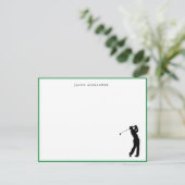Golfer Silhouette Personalized Green Border Bedankkaart (Staand voorkant)