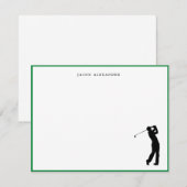 Golfer Silhouette Personalized Green Border Bedankkaart (Voorkant / Achterkant)