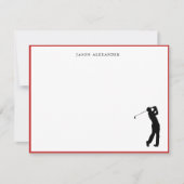 Golfer Silhouette Personalized Red Border Bedankkaart (Voorkant)