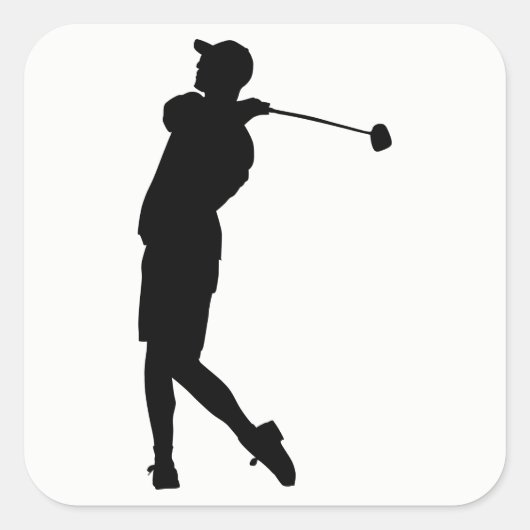 Golfer Silhouette Vierkante Sticker (Voorkant)