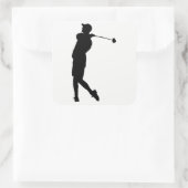 Golfer Silhouette Vierkante Sticker (Tas)