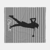 Golfer Silhouette Vrouw Monogram naam grijs zwart Fleece Deken (Voorkant (Horizontaal))