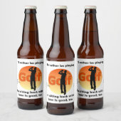 Golfer Silhouette Zonsondergang Bier Etiket (Flessen)