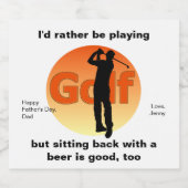 Golfer Silhouette Zonsondergang Bier Etiket (Enkel label)