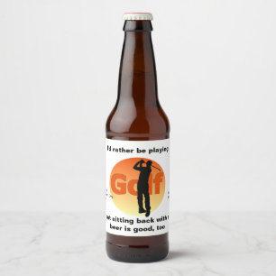 Golfer Silhouette Zonsondergang Bier Etiket