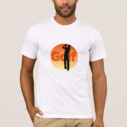 Golfer Silhouette Zonsondergang T-shirt (Voorkant)