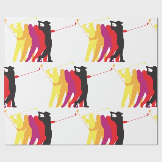 Golfer Silhouetten Cadeaupapier (Vlak)