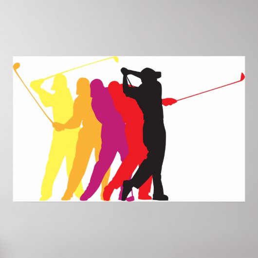Golfer Silhouetten Poster (Voorkant)