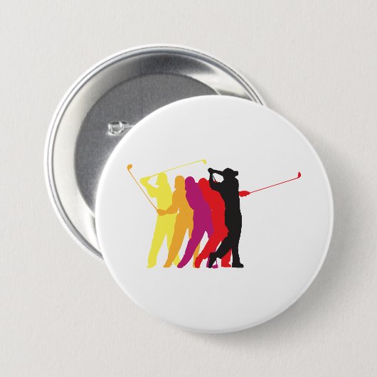 Golfer Silhouetten Ronde Button 7,6 Cm (Voorkant /achterkant)