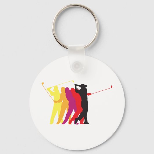 Golfer Silhouetten Sleutelhanger (Achterkant)