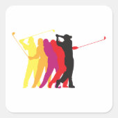 Golfer Silhouetten Vierkante Sticker (Voorkant)