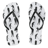 Golfer Silhouettes Black and White Pattern Teenslippers (Voetbed)