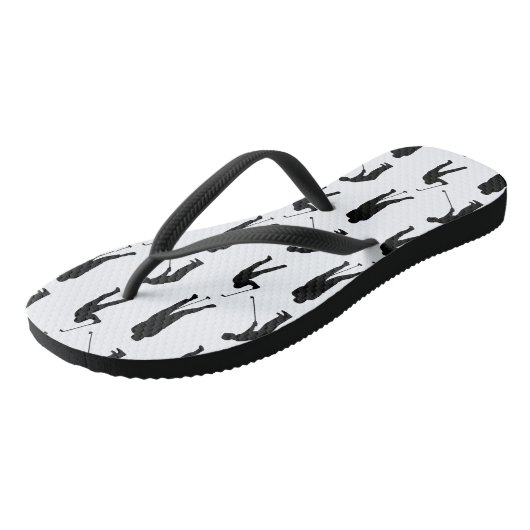 Golfer Silhouettes Black and White Pattern Teenslippers (Schuin)
