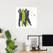 golfer silhouettes golfontwerp poster (Thuiskantoor)