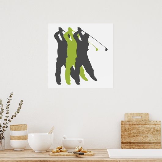 golfer silhouettes golfontwerp poster (Keuken)