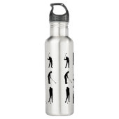 Golfer Silhouettes Pattern Monogram Waterfles (Achterkant)