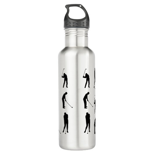 Golfer Silhouettes Pattern Monogram Waterfles (Achterkant)
