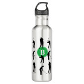 Golfer Silhouettes Pattern Monogram Waterfles (Voorkant)